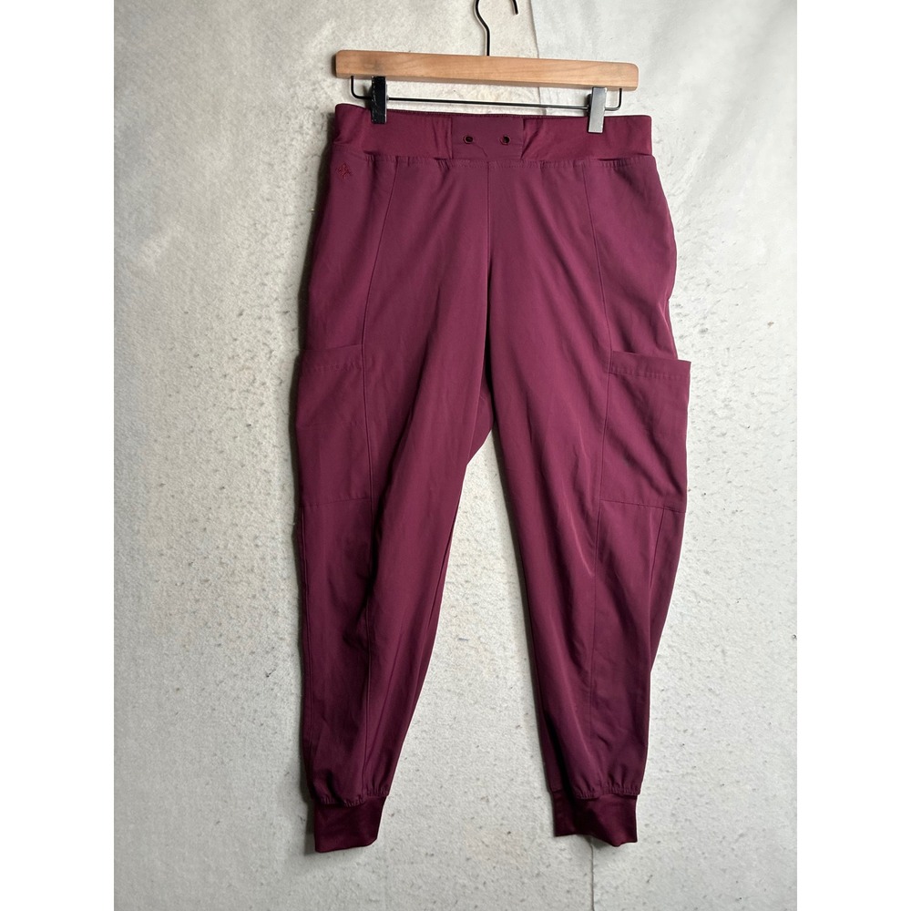 Med Couture Peaches Seamed Jogger Scrub Pants Wine Red 8721P Small Petite SP